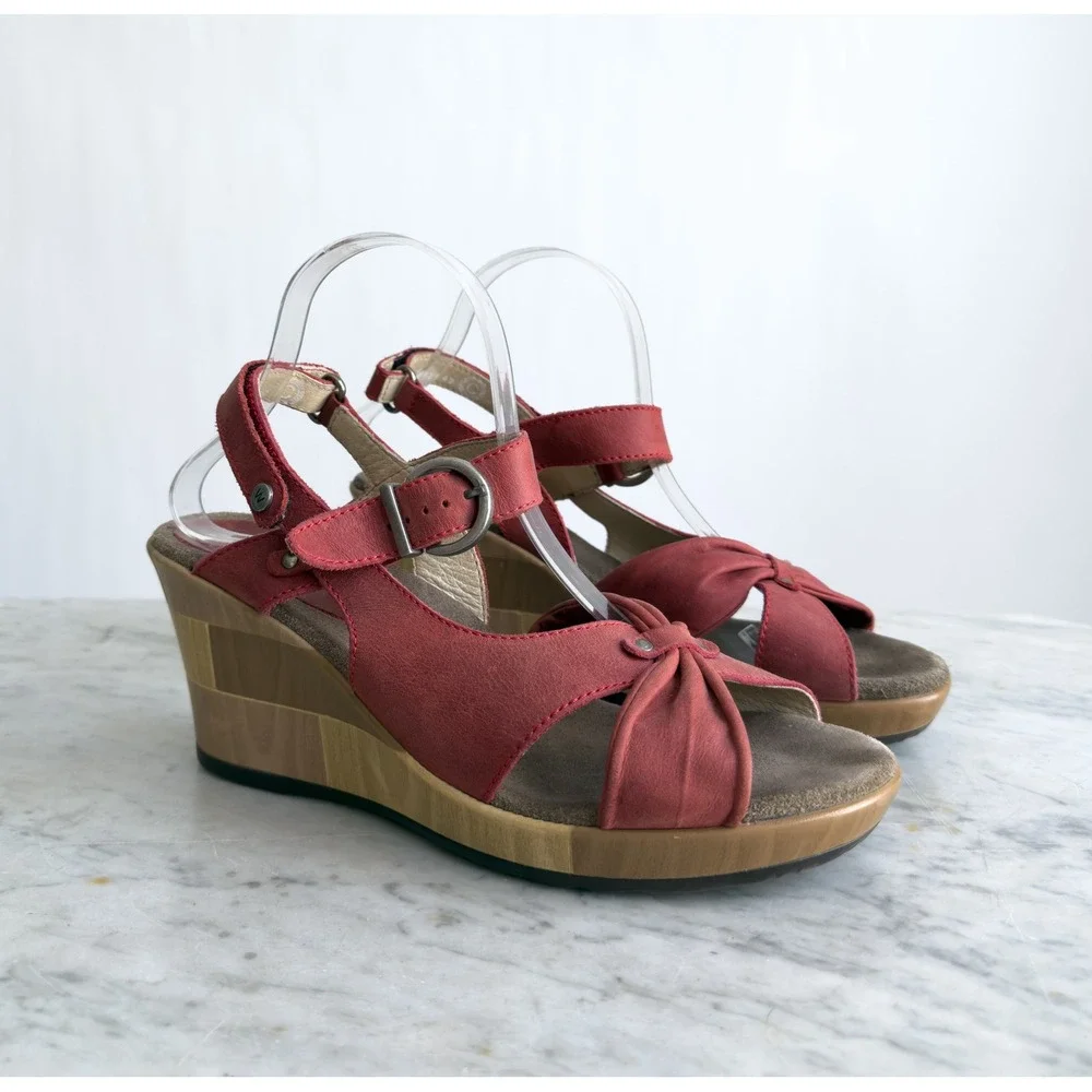 Wolky‎ Fancy Me red leather wedge sandals size 42